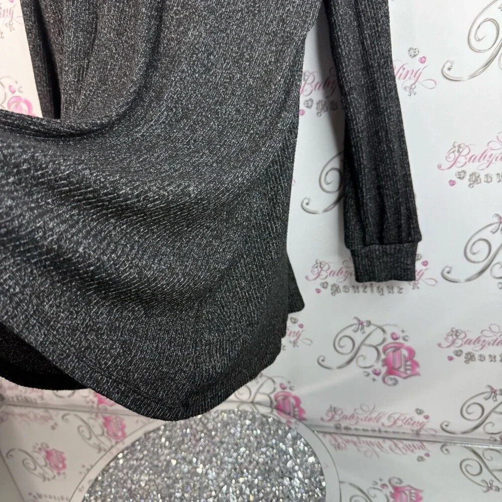 Lily Morgan shirt knit style heathered Black Long Sleeve Knit Top flowy